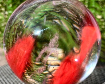Clear Smelt Red quartz Sphere/Clear Smelt quartz Polished Chunks/Crystal grid/Special gift/Meditation Stone/Healing Stone/Reiki/Chakra