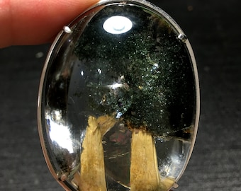 Natural Included Garden Green Phantom Quartz Pendant/Pyramid Scenic Quartz Pendant/Lodalite/Special Gift/Healing Crystal Necklace/
