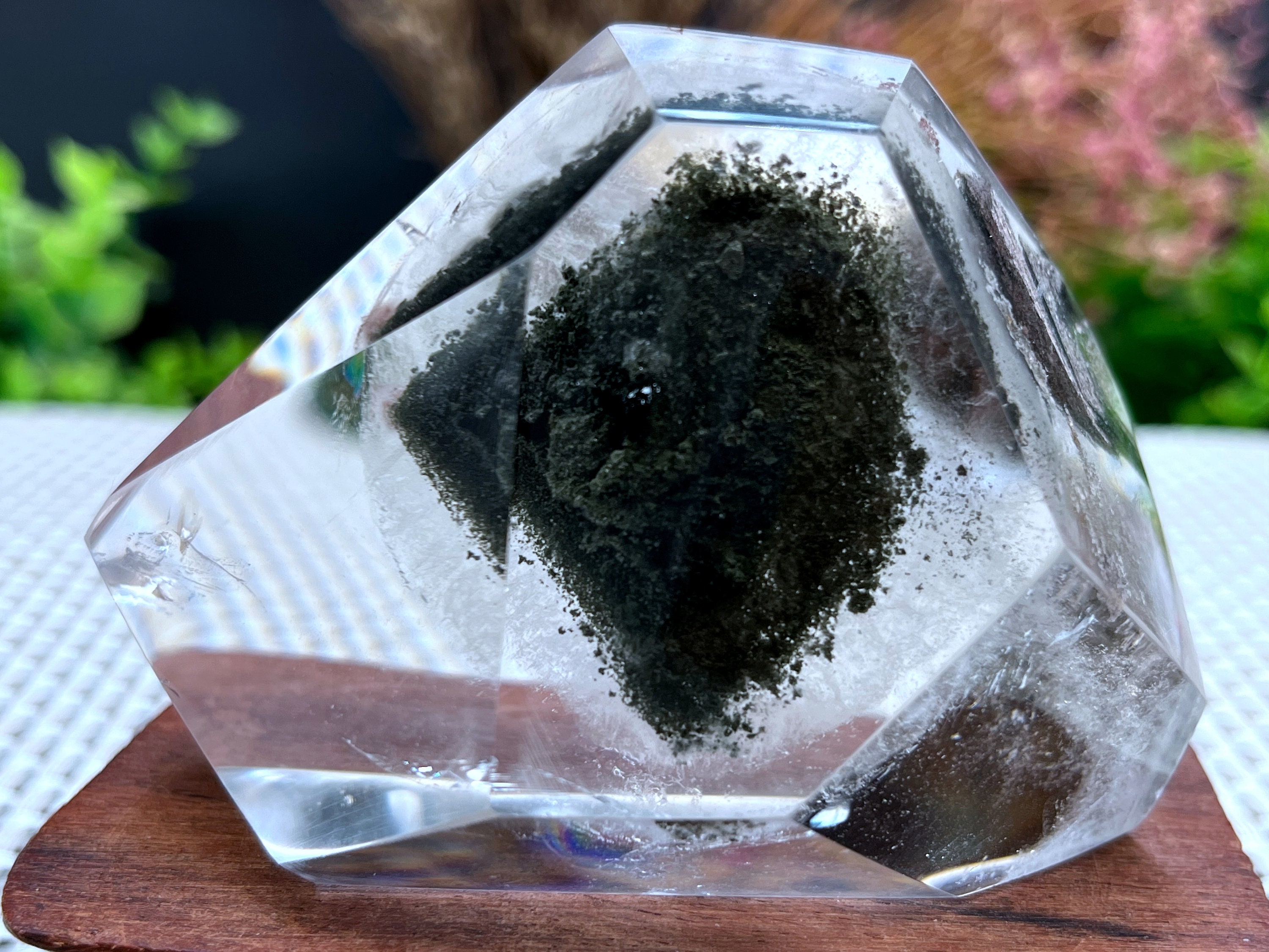 Rare Natural Large Included Garden Green Phantom Quartz Free Form /Scenic Point/Lodalite/Energy Stone/Healing Crystal/Special Gift