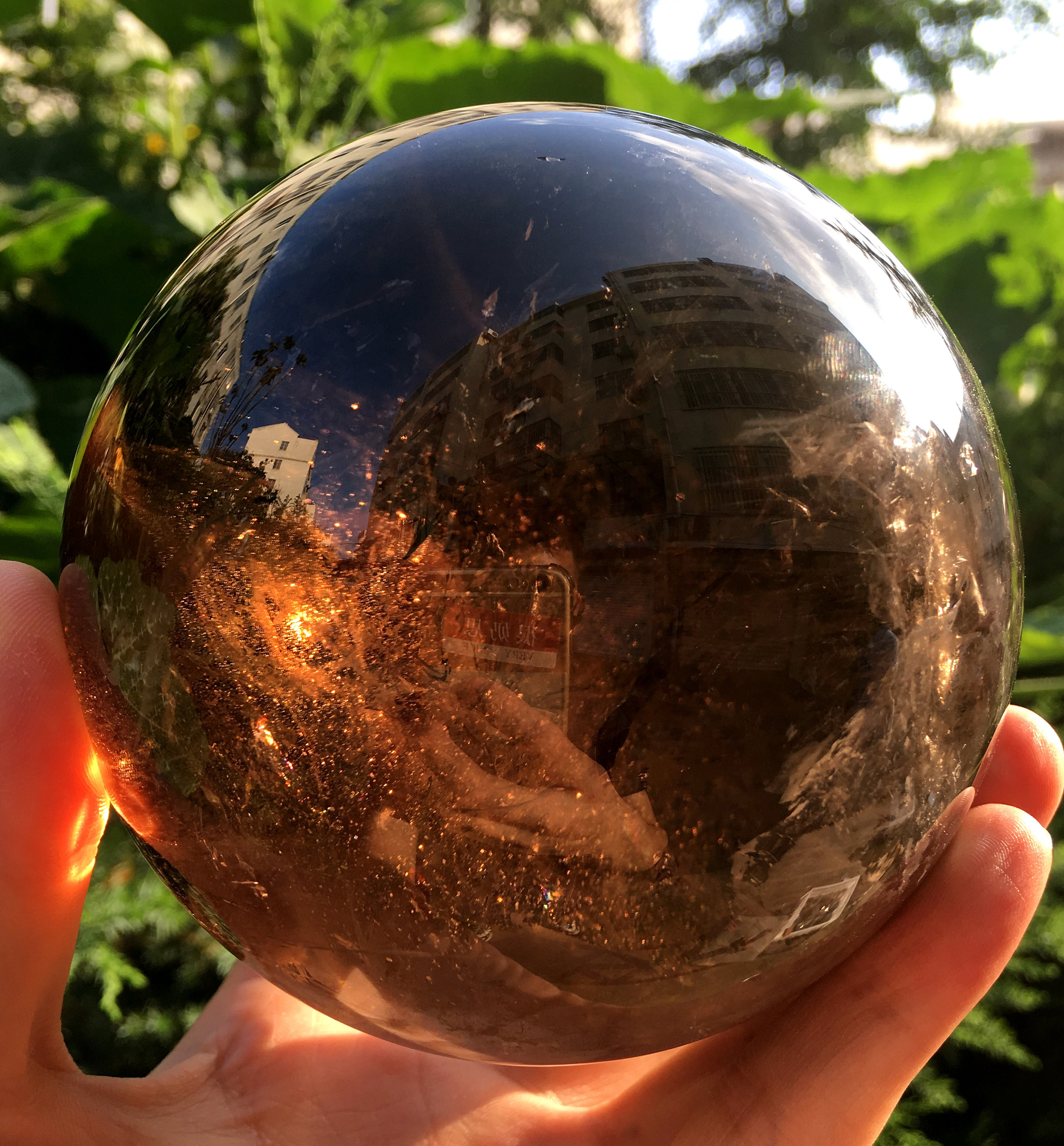 Large Clear Rainbow Smoky Crystal Quartz Sphere/Rainbow Ball/Rare Quartz/Meditation/Fengshui/Zen/Energy/Healing/Chakra/Gift For Her