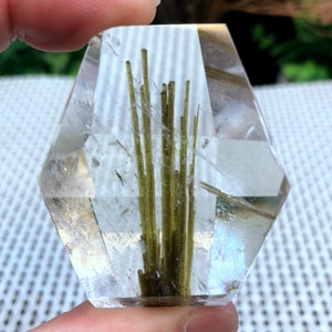 Rare Large Green Tourmaline copper mine Rutilated Quartz Tower/brownTourmaline Included Crystal   Point/Crystal Specimen/gift for him