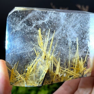 Rare Large Clear Golden Rutilated Inclusions Quartz Point/Crystal Tower/Gold Needles Crystal specimen/special gift/energy stone/