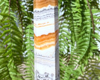 天然の大きな黄色の方解石水晶クォーツポイント/黄色の方解石水晶