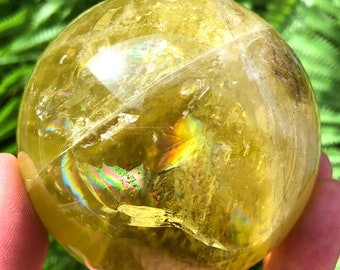 Natural Large Deep Golden Citrine Banded Crystal Ball/Citrine ball/Chakra/Reiki/Zen/Feng Shui/Meditation/Special Gift/Healing crystal