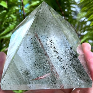 Rare Natural Large Included Garden Green+brown Phantom Quartz pyramid/Scenic Quartz Point/lodalite/energy stone/healing crystal/special gift