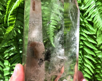 Rare Natural Large Included Garden Green Phantom Quartz Tower /Scenic Quartz Point/lodalite/energy stone/healing crystal/special gift