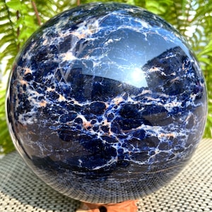 Polished LARGE Blue Sodalite Crystal Sphere/Healing Crystal/Blue Crystal Stone point/Gift for/Healing Stone/Decor/Decoration/Chakra/Reiki