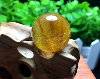 Sfera di quarzo di cristallo rutilato dorato trasparente trasparente / fili naturali inclusi nella sfera di cristallo / quarzo scenico / aghi d'oro Sfera di cristallo