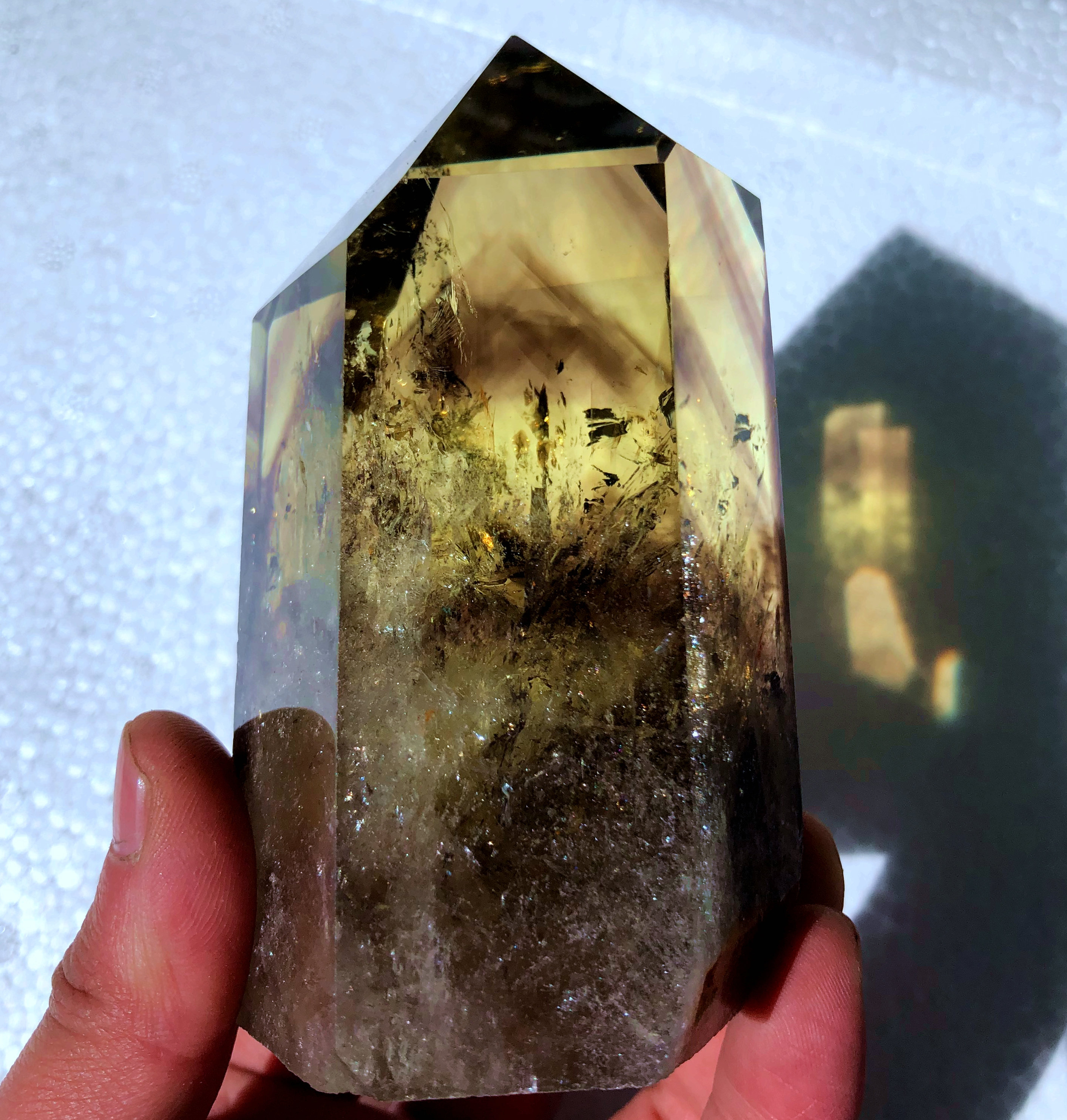 天然の大きな透明なヘッドの黄色のシトリンクリスタルクォーツポイント 天然の大きな透明なヘッドの黄色のシトリンクリスタルクォーツポイント