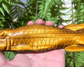 Hand carved Tiger's Eye sfish/Natural Tiger's Eye fish/Tumbled Tiger's Eye /Energy stone /Decoration/Magic stone/Crystal healing/chakra