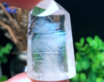 Rare Natural Water Clear Blue Rutile Crystal Quartz/Rutilated Quartz Pendant/Gold Rutile Charm/Crystal Pendant/special gift/Healing crystal