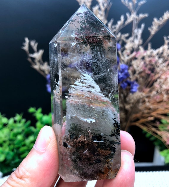 Rare Natural Large Included Garden Green+brown Phantom Quartz