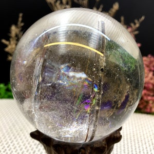 Natural Rare Transparent brown + green Tourmaline Crystal Quartz Ball / brown Tourmaline Includes Crystal / Crystal Specimen/ Crystal Energy