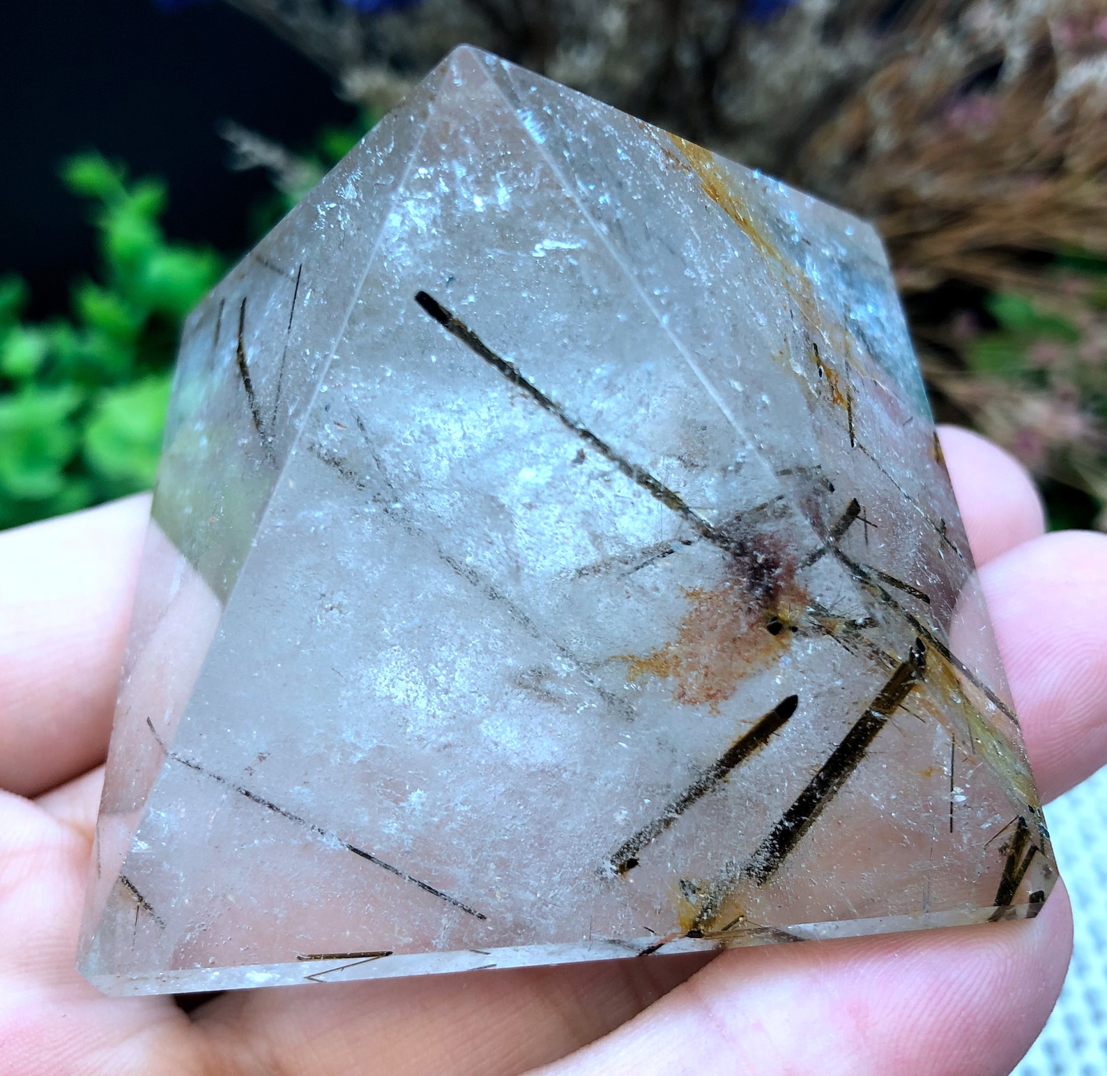 LARGE Natural Tourmaline Crystal Quartz Pyramid/Rutilated Etsy