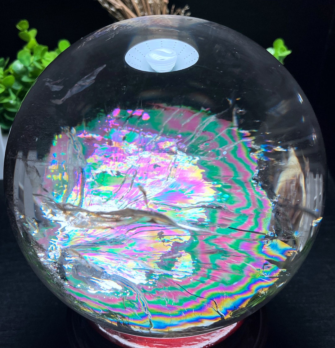 Large Clear Rainbow White Crystal Quartz Sphere/rainbow Crystal Ball ...