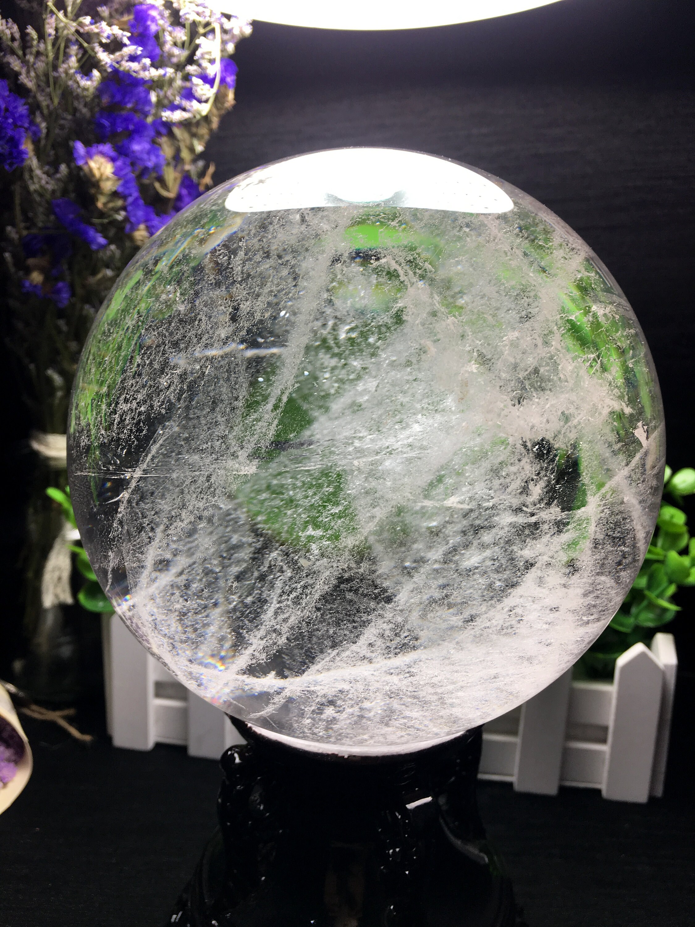 希少天然水クリアクリスタルクォーツ球/クリスタルボール/クォーツ球