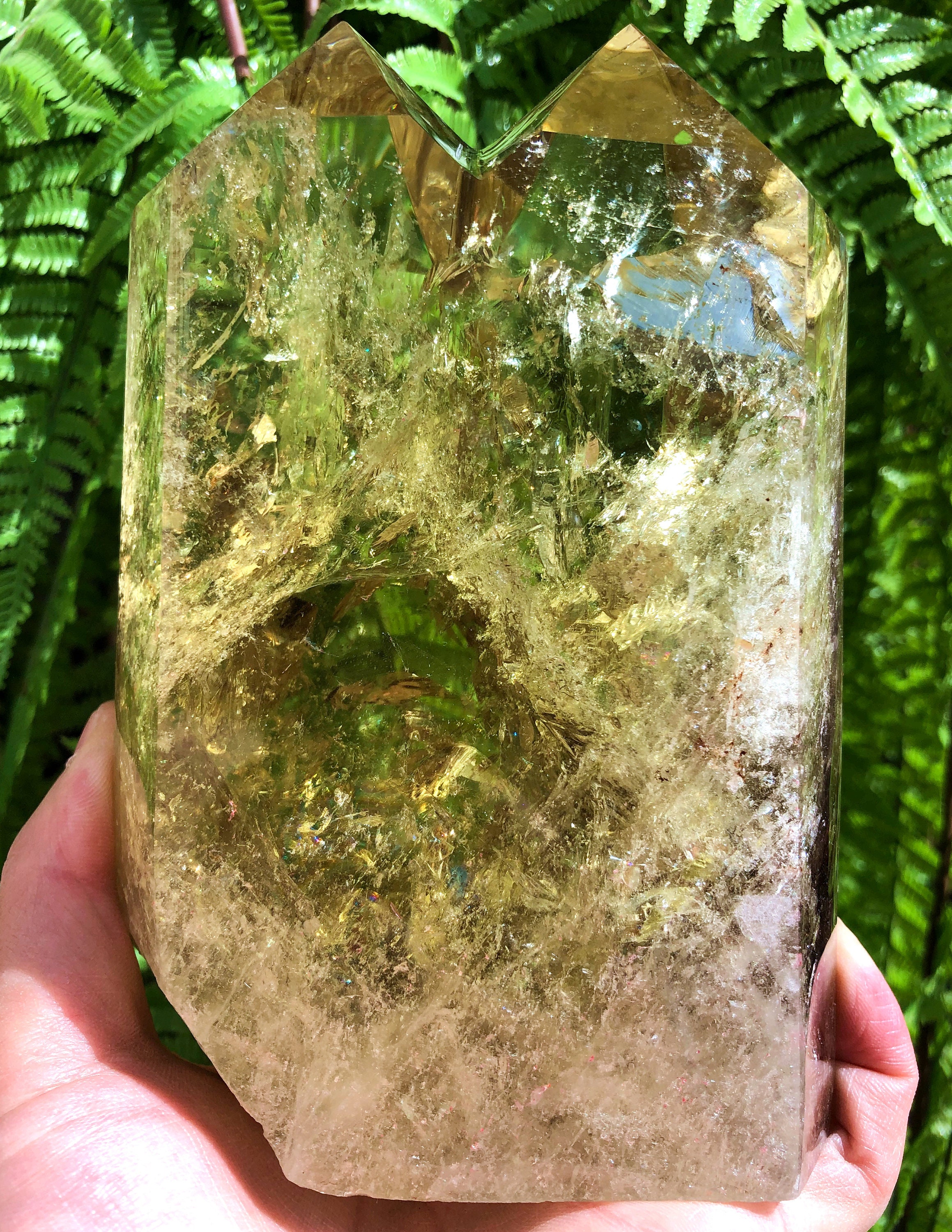 Natural Large Transparent Headed Yellow Citrine Crystal Quartz Point/Citrine Tower/Special Gift/Healing Crystal/Feng Shui /Energy Stone