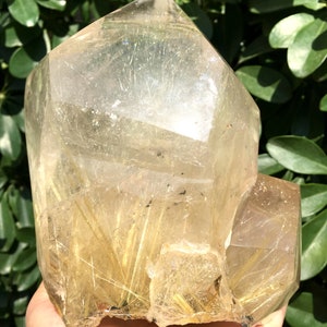 Rare Large Clear Golden Rutilated Inclusions Quartz Point/Crystal Tower/Gold Needles Crystal specimen/special gift/Healing Stone/Chakra