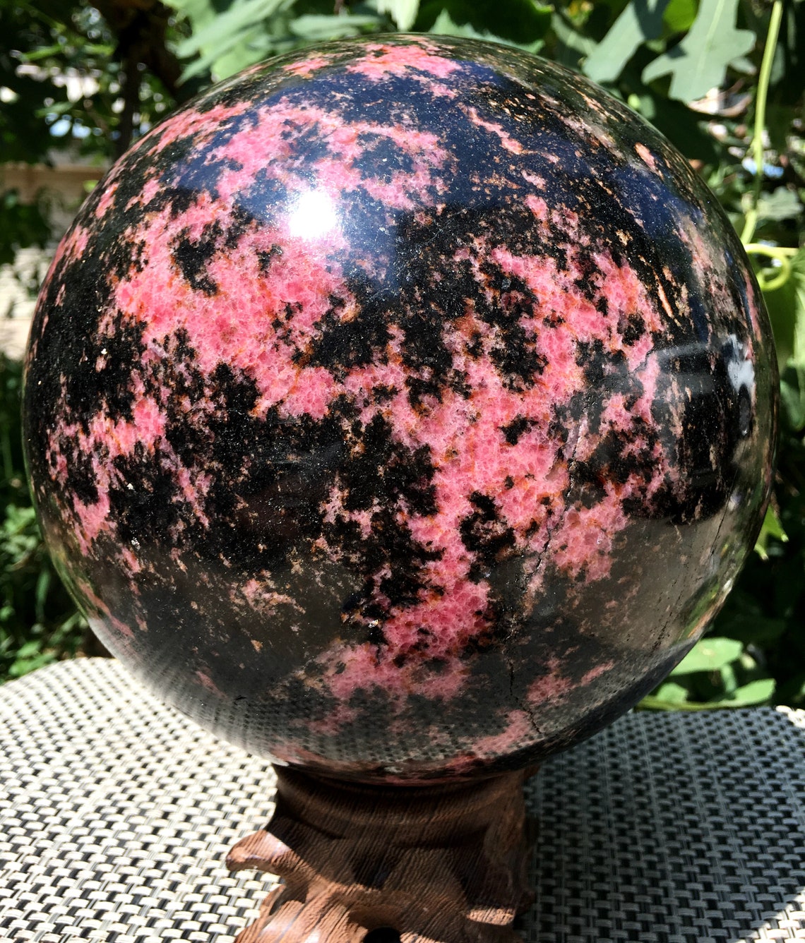 Large Pink And Black Rhodonite Crystal Sphere/Pink Rhodonite Etsy
