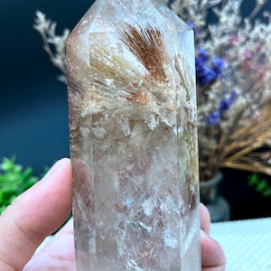 Rare Large Clear Golden Rutilated Inclusions Quartz Point/Crystal Tower/Gold Needles Crystal specimen/special gift/energy stone/