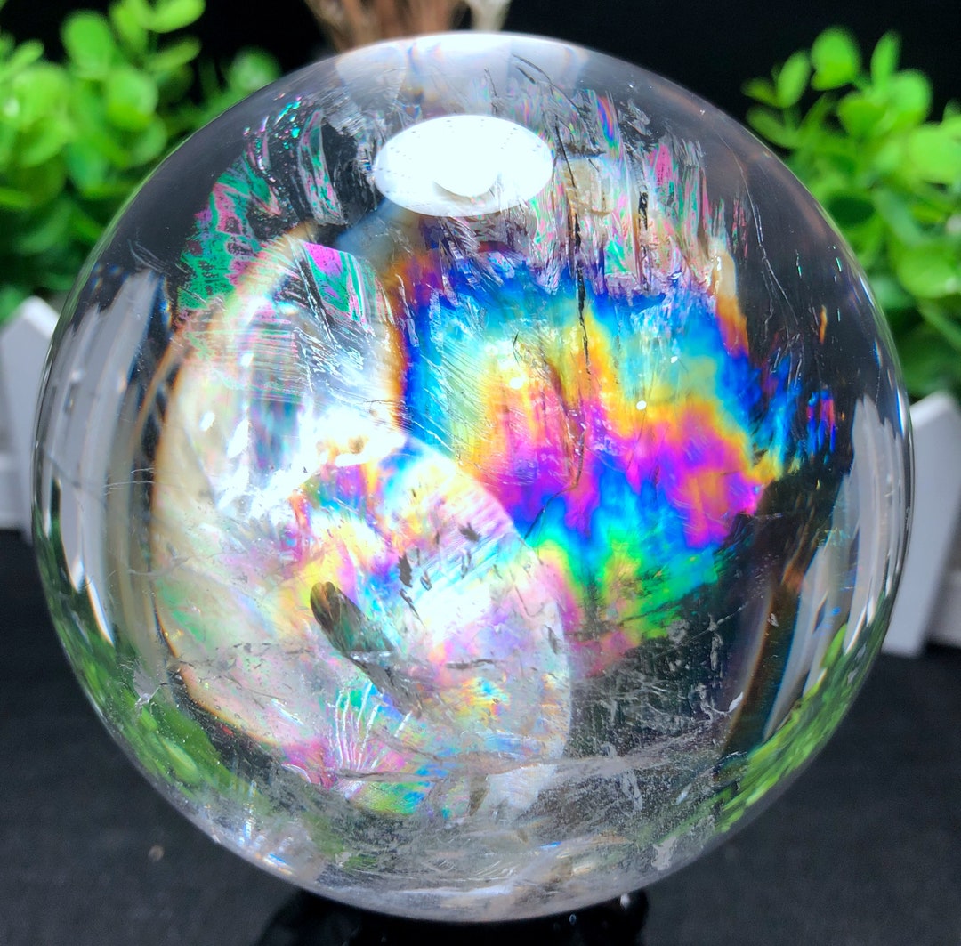 Large Clear Rainbow White Crystal Quartz Sphere/rainbow - Etsy