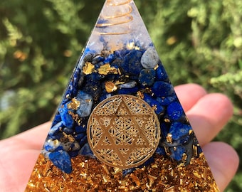 tree of Life Fantasy magic lapis lazuli Orgone/Crystal Pyramid Orgonite/Positive Energy Generator/Chakra Energy Healing/Gift/Energy stone