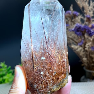 Rare Large Clear Golden Rutilated Inclusions Quartz Point/Crystal Tower/Gold Needles Crystal specimen/special gift/energy stone/