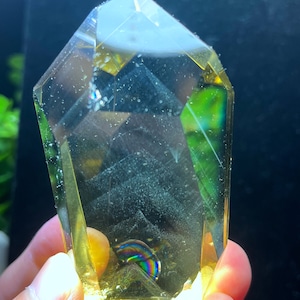Gerador de cristal de quartzo citrino amarelo natural &quot;agulha azul&quot;/água deslumbrante natural ponto de cristal de quartzo transparente/torre/pedra de meditação