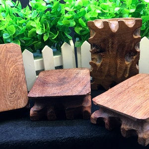 Hand Carved Rectangle Wooden Stand/Handmade wood Base