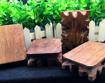 Hand Carved Rectangle Wooden Stand/Handmade wood Base