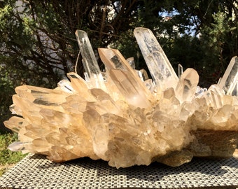 LARGE Natural Raw Himalaya Clear Abundance Quartz Cluster/White Abundance Quartz Cluster/Receiver Generator Quartz-Reflect Light 13500 g #36