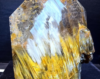 Natural Large Included Yellow+white Rabbit hair crystal Quartz Tower/Scenic Quartz Point/lodalite/energy stone/healing crystal/special gift