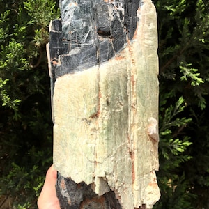Large Natural Raw Black Tourmaline Stone+Green +white calcite/Rough Black Tourmaline Quartz/Tourmaline Mineral specimen/Tourmaline Chunk