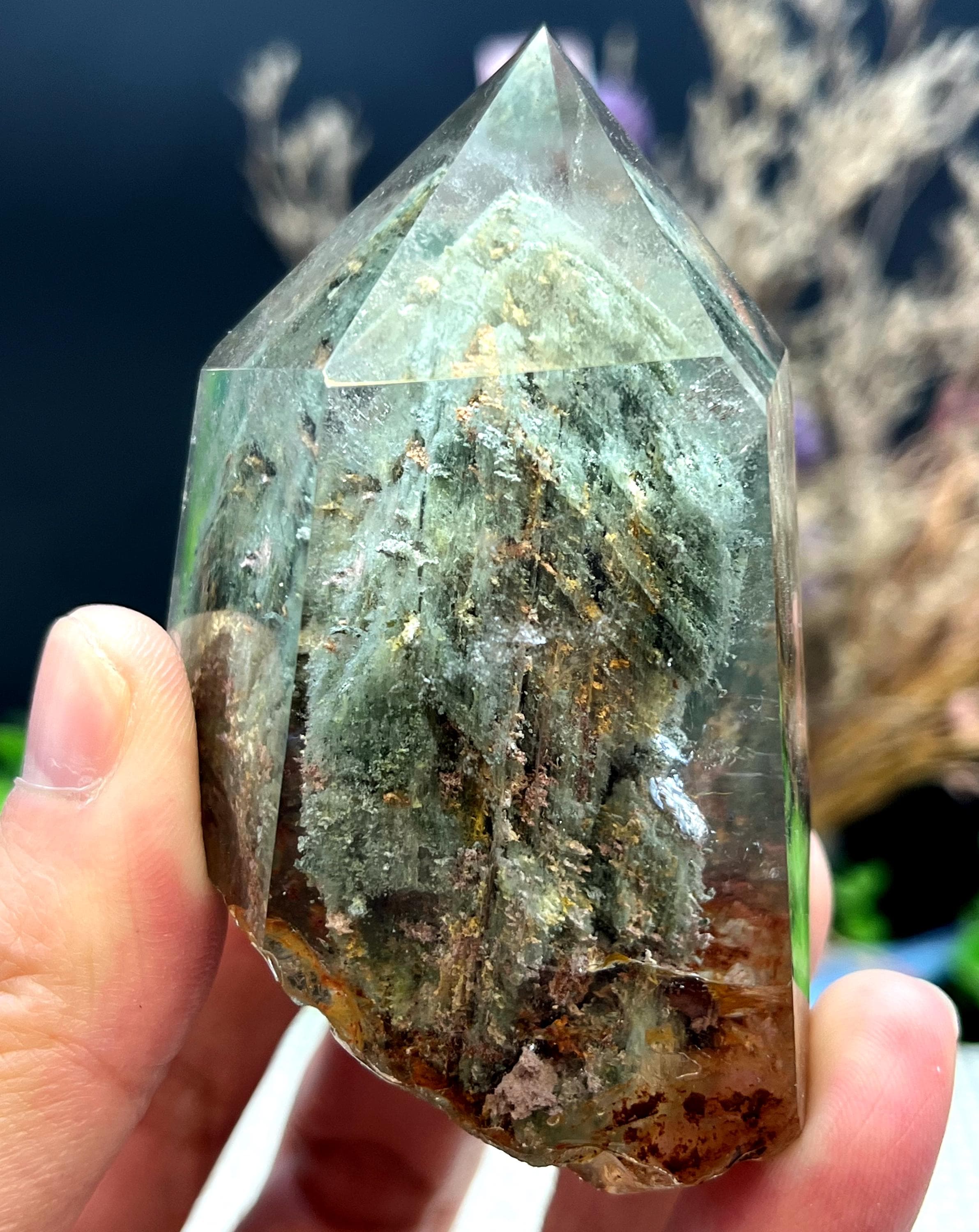 Rare Natural Large Included Garden Green+brown Phantom Quartz