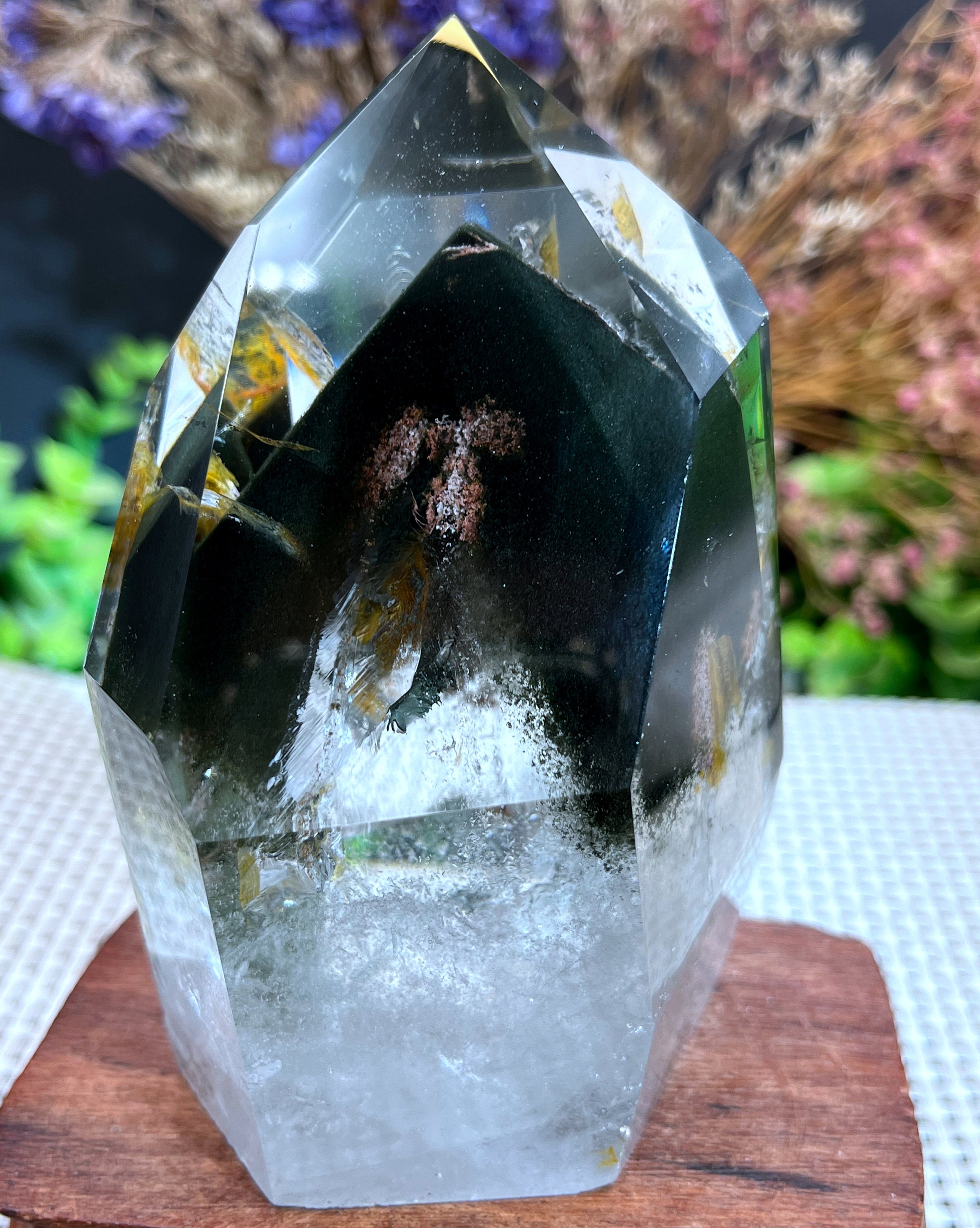 Rare Natural Large Included Garden Green Phantom Quartz Free Form /Scenic Point/Lodalite/Energy Stone/Healing Crystal/Special Gift