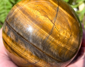 Natural large Tiger's Eye Sphere /Natural Tiger's Eye Ball/Tumbled Tiger's Eye /Energy stone /Decoration/Meditation/Chakra/Gift for Her
