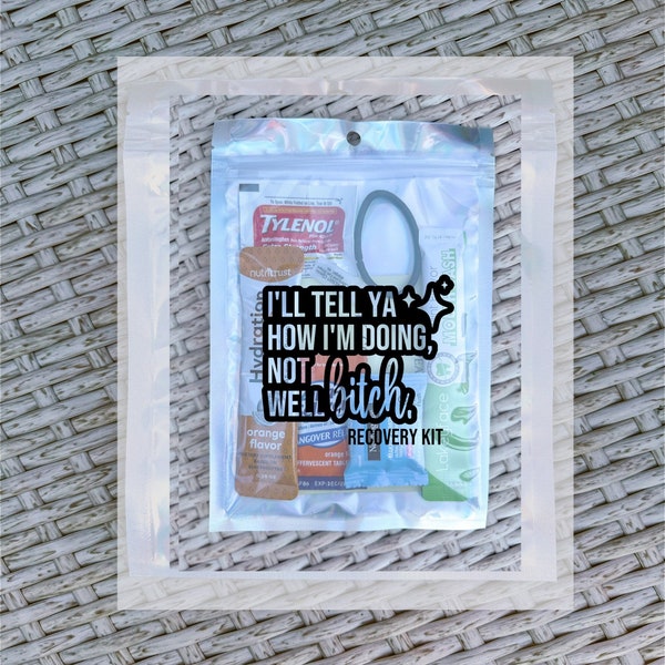 Bravo Real Housewives Not Well Recovery Kit Pouches - Bachelorette RHONY Hangover Kit Bags - Holo Bride Birthday Favor Bags - Custom Dorinda