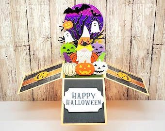 Halloween Pop card, 3D Handmade Handmade box card, Happy Halloween card, Trick or Treat Card, Halloween card, Pumpkin card, Gnome card, ghos