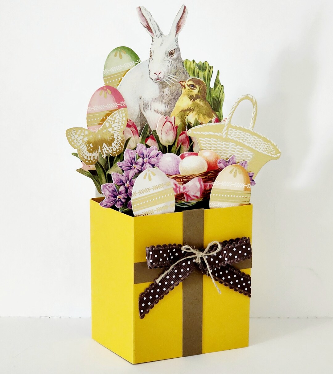 Handmade Easter Bunny Box Card, 3D Pop up Holiday Card - Etsy
