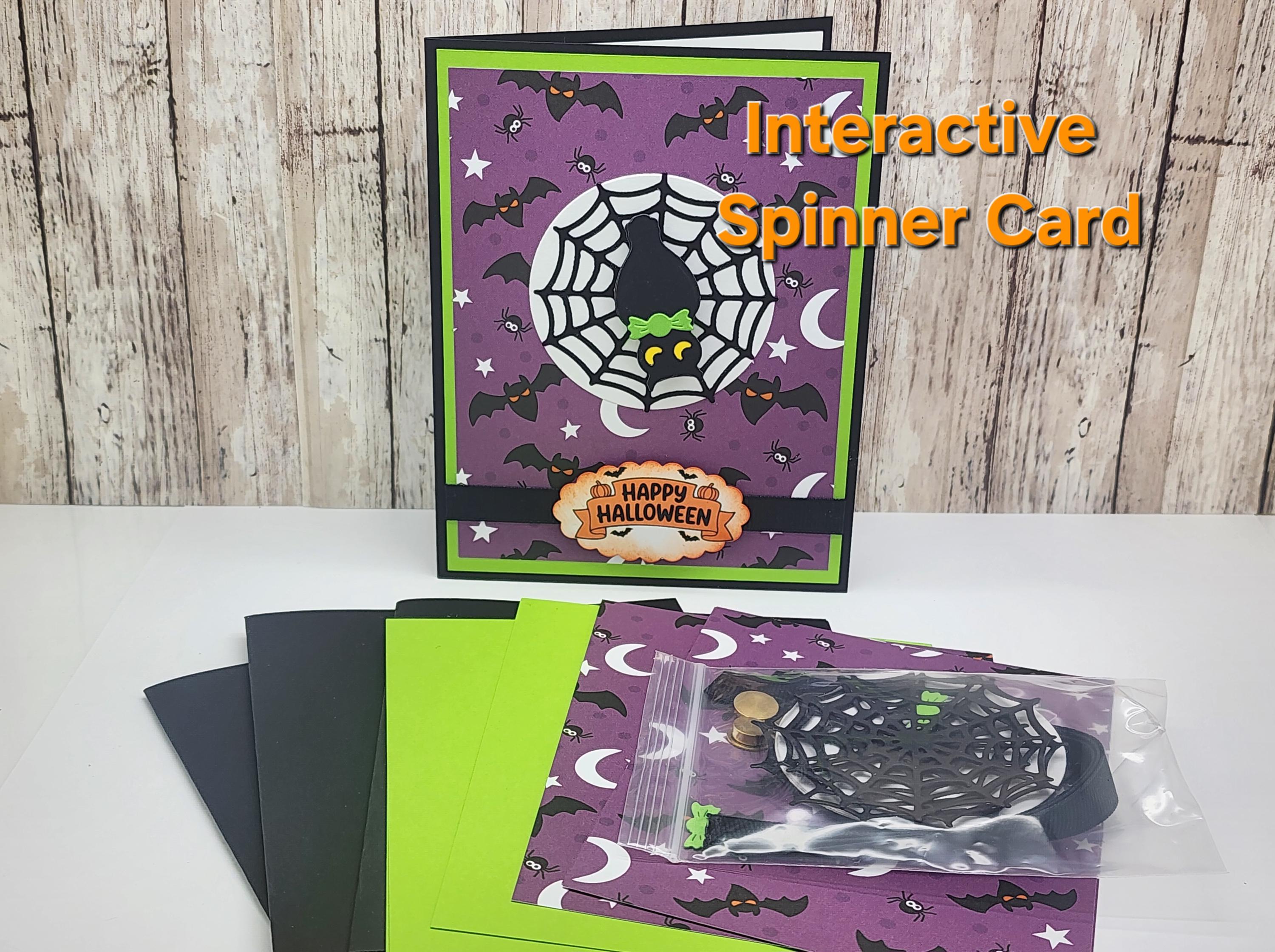 Interactive Spinner Card Kit, Pumpkin card, Halloween cards, Holiday card kit, Craft Kit, DIY Halloween Card, Trick or Treat Card, Owl Card