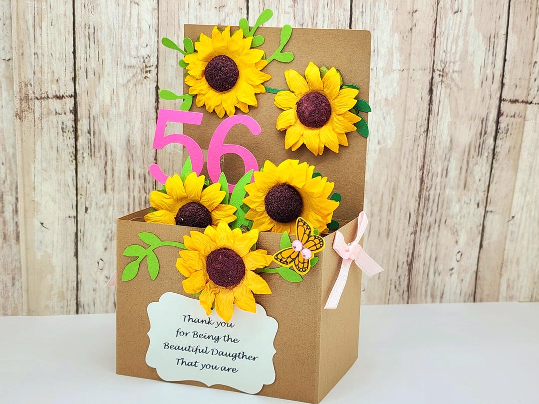 Personalized Sunflower Pop up Card: 3D Floral Birthday Card - Etsy
