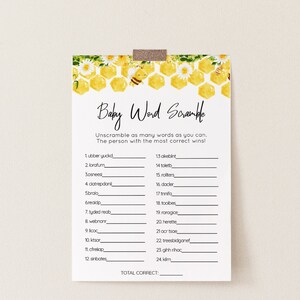 Bumble Bee Baby Word Scramble Game