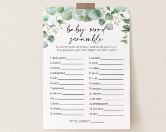 Succulent Baby Word Scramble Baby Shower Game - 007