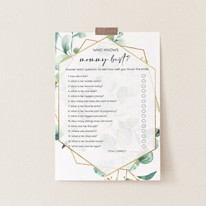 Eucalyptus Who Knows Mommy Best Baby Shower Game - 0002