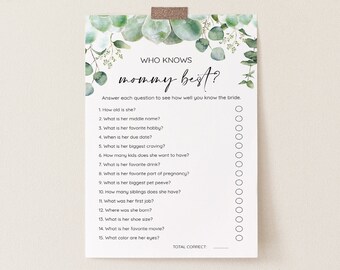 Succulent Who Knows Mommy Best Baby Shower Game - 007
