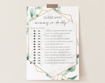 Eucalyptus Mommy Or Daddy Baby Shower Game - 0002