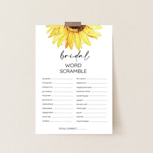 Sunflower Bridal Word Scramble - 009