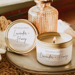 Candle Tin Labels Template, Editable Candle Packaging Stickers , Modern Label Template, Modern Candle Label Template - BSIG