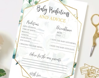 BABY PREDICTION and ADVICE Card - Wishes For Baby - Prediction For Baby - Baby Shower Advice Card - Baby Shower Greenery - 5x7 Jpg Pdf 0002