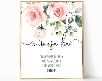 BLUSH Mimosa Bar Sign, Bridal shower Bar Sign, Mimosa Bar, Mimosa Sign, Mimosa Bar Sign Printable, Jpg  8X10